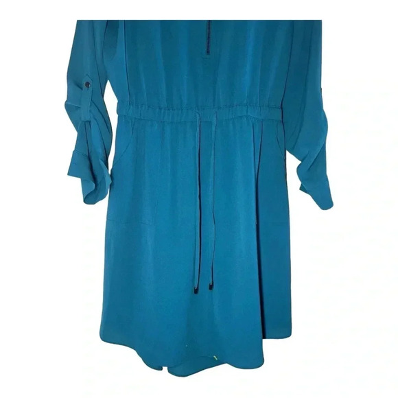 Apt 9 Teal Dress Size S Lightweight Mid Length Work Casual Drawstring Zip - Picture 2 of 4